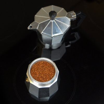 ground rooibos in a italian press appliance