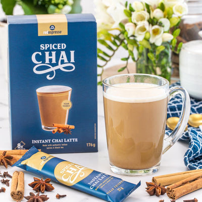 spiced chai latte sachets in a hot drink from red espresso